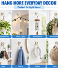 Eight Pack Of Solid White Adhesive Ceiling And Wall Hooks Delivers Zero Sweat Damage Free Mounting for hanging plants, lights, and seasonal decor.