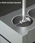 Dial bore gauge with self-centering dial indicator inserted into a metal bore.