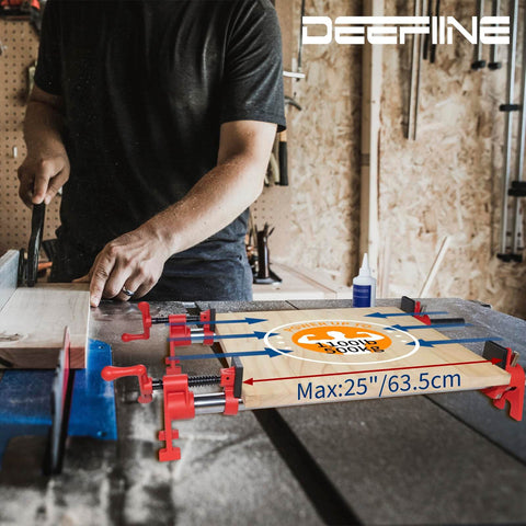 Man using Half Inch Wood Gluing Pipe Clamps Set With 30 Inch Metal Pipe in a workshop for cabinet making.