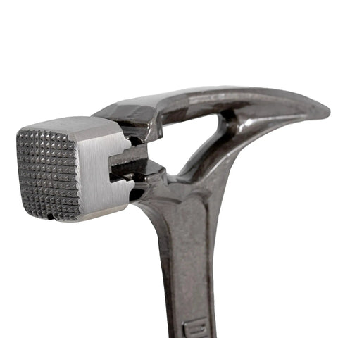 Close-up of Heavy Duty Steel Hammer With Milled Face 22 Oz For Demolition Drywall And Wood One Piece Forged Steel I Beam Shaft