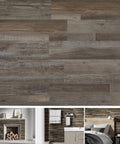 Close-up of Driftwood Peel And Stick Vinyl Wall Planks for Easy Self Adhesive Wall Panels, showing real wood texture in a living room setting.
