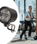 Bright LED Headlight For Electric Bikes And Scooters With Built In Horn Four LED Front Lights For Night Riding Waterproof Lamp