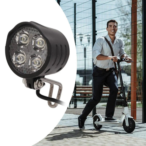 Bright LED Headlight For Electric Bikes And Scooters With Built In Horn Four LED Front Lights For Night Riding Waterproof Lamp