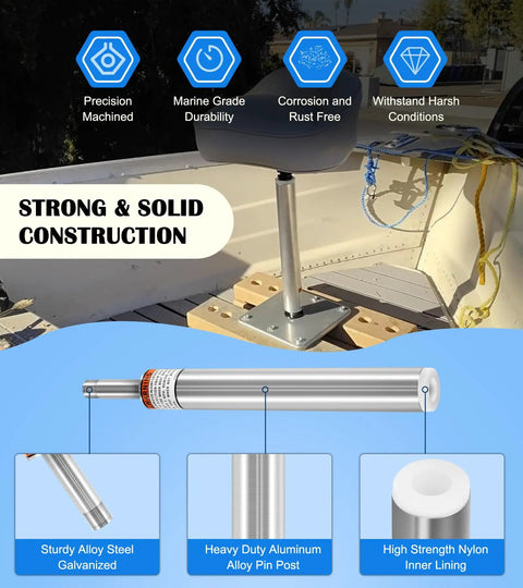 Two Pack Three Quarter Inch Boat Seat Pin Post For Pontoon And Bass Boats, Lock In Aluminum Extension Pole in boat setup