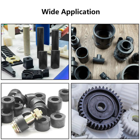 4 Pack 1.57 Inch Black Acetal Copolymer Rods 12 Inch Length Delrin Style Plastic Rods For No Mar Fixtures Bushings And Spacers showing machining uses