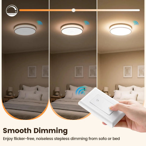 Dimmer Switch Kit With Remote For Two Hundred Watt Incandescent And One Hundred Fifty Watt LED Lighting No Fuss Remote Dimmer With Memory Function Flicker Free Easy Use For Seniors And Mobility Friendly Home, remote wall switch in bedroom
