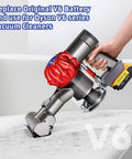 Dyson V6 Vacuum Converter Adapter From Dewalt 20V Max Battery Lets You Power Up Dyson V6 shown on a handheld vacuum on a couch