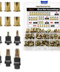 Grab This Heavy Duty Head Rivet Nut Tool Kit With Six Mandrels M3 M4 M5 M6 M8 M10 For Snappy Sheet Metal Threading And Super Durable Repairs brass rivet nuts in organizer