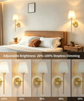 No Strings Attached Battery Wall Sconces Set Of Two Rechargeable Wireless Indoor Lights Cordless Modern Hallway Lamps. Adjustable brightness in bedroom setting.