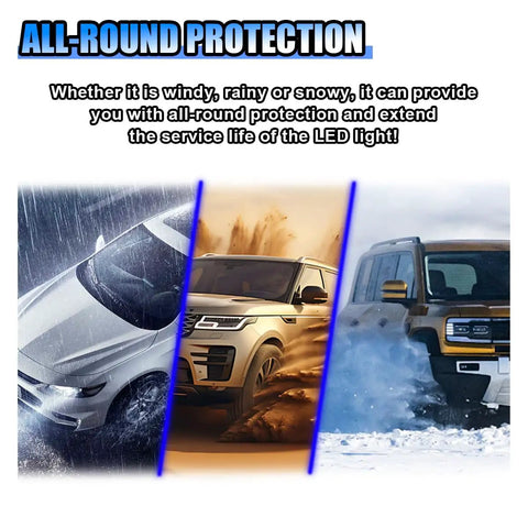 Alt Tag: 2 Pack 85mm H4 Headlight Dust Covers With 20mm Hole Rubber Seal Protective Covers in various weather conditions