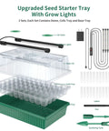 Image of 120 Cell Seed Starter Trays With Built In Grow Light Kit 2 Pack Reusable Seedling Trays With Air Vent Humidity Domes for indoor gardening.