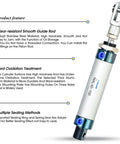 Double Acting Air Cylinder 40mm Bore 100mm Stroke With Y Connector And Two 8mm Fittings Aluminum Body PT1/4 Port 145 PSI Max