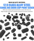 450Pcs M3 M4 M5 M6 M8 Allen Head Socket Set Screws Kit Pro Grade Heavy Duty Internal Hex Grub Screws 12 9 Class