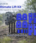 2 Inch ATV Lift Kit For 450 660 700 With Blue Aluminum And Steel Construction CNC Machined Aircraft Grade Strength laying on ground