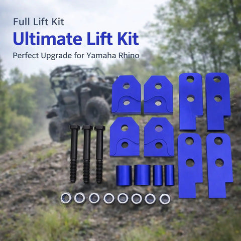 2 Inch ATV Lift Kit For 450 660 700 With Blue Aluminum And Steel Construction CNC Machined Aircraft Grade Strength laying on ground