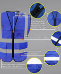 Straight Up Real Deal High Visibility Mesh Safety Vest With Reflective Strips Full Zipper Closure showing high-quality zipper and side pockets.
