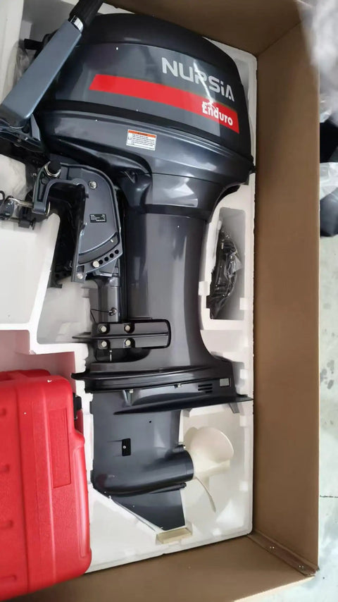 40 HP 2 Stroke Outboard Motor With Electric Start And Hydraulic Lift Reliable Marine Engine in packaging