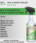Go-To Pro-Grade Grout Sealer Heavy Duty For Indoor Outdoor Use Non Toxic VOC Free Odorless spray bottle with product info label