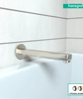 9 Inch Premium Modern Tub Spout In Brushed Nickel Finish Universal Retrofit mounted on bathroom wall