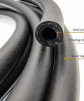 Close up of 8mm hose with inner pressure rubber, reinforced fiber, outer high pressure rubber for 12V Inline Fuel Pump Kit