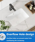 Top view of a Compact White Porcelain Undermount Bathroom Sink For Small Bathrooms And RVs Rectangular Ceramic Basin With Overflow.