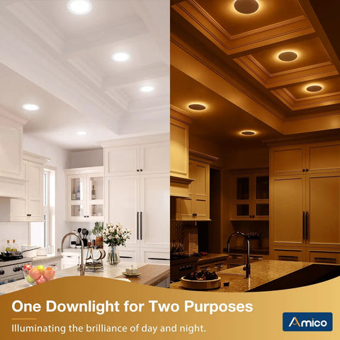 Top Notch 24 Pack 6 Inch Led Recessed Ceiling Lights With Subtle Night Light Setting offering bright and warm illumination in kitchen.