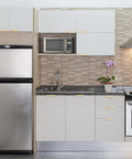 Modern kitchen featuring Gold Edge Finger Pulls 5 Pack For Kitchen Drawers And Cabinets on cabinets with ergonomic grip.