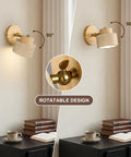 IPEDWO Yellow Travertine Wall Sconce with Natural Wood,4.7" Single Sconce features rotatable design and natural travertine stone shade.