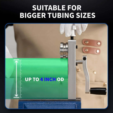 Pro Grade Tube Bead Roller for Copper Aluminum and Thin Steel Tubing Bench Mount Ready Bead Form Tool shown with green tubing