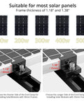 Focus keyword: Aluminum Solar Panel Mounting Kit For 4 Panels With Four Point Seven Two Inch Rails And All End Clamps Center Clamps Wrench Waterproof Roof RV Boat Mounting System Black Easy Install And Secure Fit. Image showing mounting system compatible with solar panel frame thickness options.