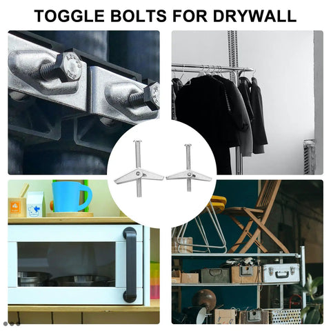 20 Piece Iron Drywall Toggle Bolts Wing Nut Kit Heavy Duty Expansion Screws For Hanging Items Like TVs Mirrors Shelves Curtain Rods Without Studs M5 M6 Screws Included in use.