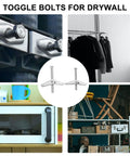 Heavy Duty Toggle Bolts and Drywall Anchors Kit 20-Piece Set with M5 5x50mm and M6 6x60mm, image of bolts in use
