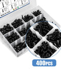 400 Piece Self Tapping Screws Set Made Of 410 Stainless Steel For Metal Wood And Plastic Size 8 And 10 1/2 Inch To 1-1/4 Inch Length Black Coated