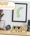 Slick Linen Watch Organizer Tray With Nine Generous Grids For Snagging And Showcasing Your Favorite Timepieces Plus Luxury Jewelry Collection Top Shelf Desk Storage Solution displaying three watches on a wooden surface.