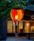 Colorful Hot Air Balloon Solar Lantern With Flickering Flame Light Glass Hanging Outdoor Lanterns Waterproof for patio decor.