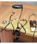 Third Hand Desk Clip Soldering PCB Holder Tool With 3X LED Magnifier And 5Pcs Helping Arms for welding on a workbench