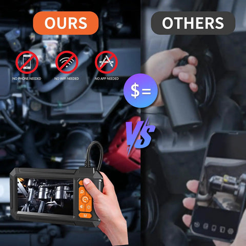 1080P Borescope Endoscope With 4.3 Inch LCD Screen IP67 Waterproof Flexible Snake Cam Pro Grade showing auto engine view