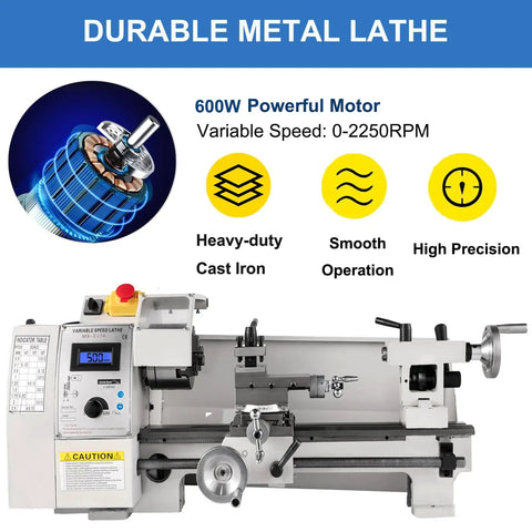 Dead Nuts Accurate 8 X 14 Inch Benchtop Mini Lathe Machine 0 To 2250 Rpm Variable Speed With Digital Readout Crisp Metalworking Turning And Auto Mods Your Ultimate Shop Beast