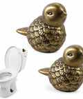 Super Dope Bronze Ceramic Toilet Bolt Covers Featuring Charming Bird Sculpture with smooth finish and durable design.