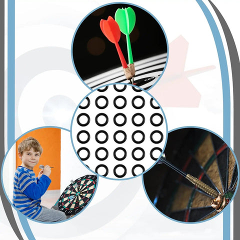 1000 Pcs Dart O Ring Assortment Kit with beefy rubber seals on dartboard with child holding dart