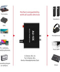 Mini Stereo Audio Preamplifier And Headphone Amplifier With 20dB Gain For Weak Signal Boost Phono Turntable Preamplifier shown with compatible devices.
