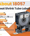 Heavy Duty 3/4 Inch Heat Shrink Label Tubes 18057 Built Like A Tank For Rhino Label Makers Works Like A Charm With 3M Pl200 Pl300 Flame Retardant, showing label spool dimensions and color.