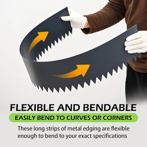 Easy Install No Dig Landscape Edging Kit With Galvanized Steel, navy blue flexible and bendable border strip demonstration