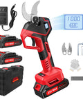 Beastly 700W Brushless Electric Pruning Shears with LED display, SK7 blades, dual batteries, and accessories