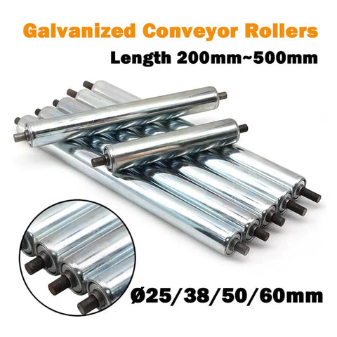 Heavy Duty 1 Pcs Galvanized Conveyor Roller For Industrial Assembly Line Transport Fits Various Systems With Four Diameter Sizes To Stop Rust And Keep Your Production Rolling Smoothly Without Any Fuss, with various lengths.