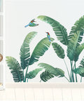 Lush Tropical Wall Stickers Set With Monstera Leaf And Palm Leaves Banana Leaf And Bird Mural For Bedroom Or Living Room Totally Easy Peel And Stick Decor To Create A Nordic Green Jungle Vibe In Your Space