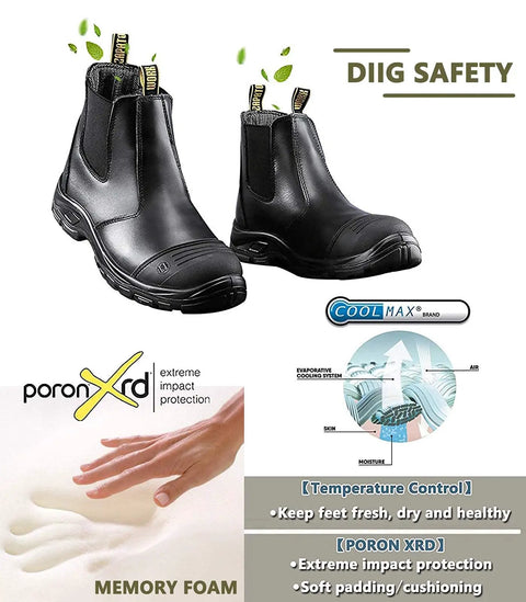 Men's Steel Toe Waterproof Work Boots With Slip Resistant Anti Static Safety Shoes Built Tough For Any Jobsite Wide Toe Box