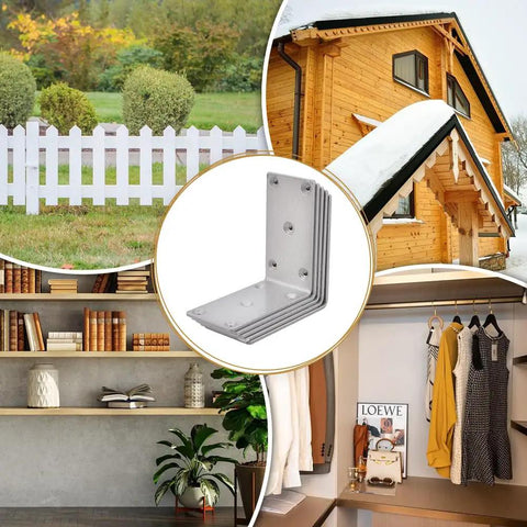 Beefy Heavy Duty L Brackets 4 Pack Solid Steel Right Angle Corner Brackets for shelves, furniture, garden and interior use.