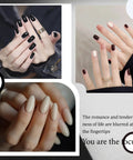 Manicured nails with Six Piece 15ml Gel Polish Set In Black And White Non Toxic HEMA Free Toluene Free Kit