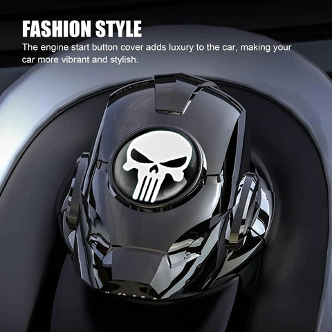 Iron Man Skull Start Button Cover For Cars Dope 150 Degree Opening Ignition Switch Decor Anti Scratch Sticky Installation Button Cap Universal Fit Black